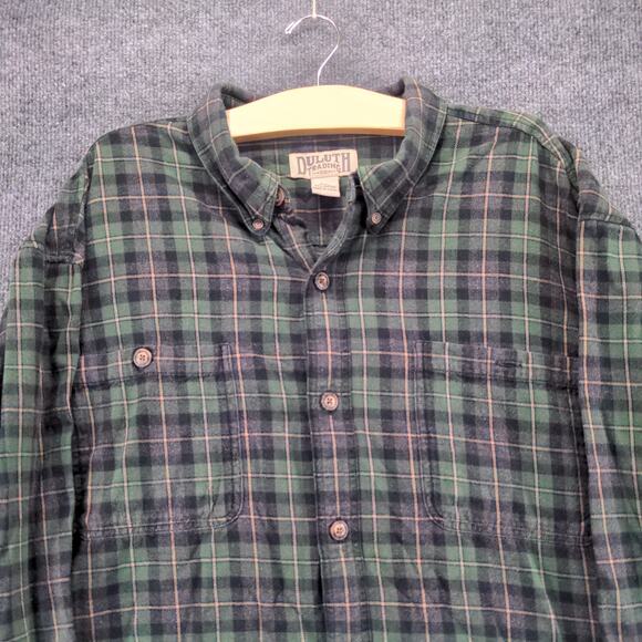 Duluth Trading Co Button Down Green Plaid Long Sleeve Shirt Size 2XL - Picture 6 of 10